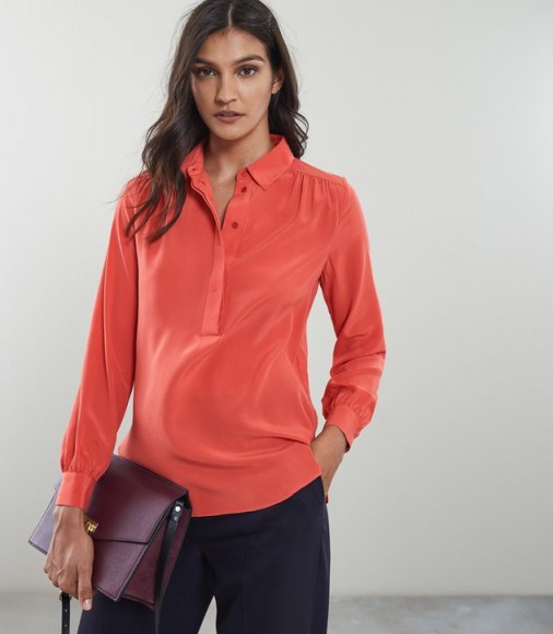 REISS NADINA SILK SHIRT RED ~ essential luxe clothing