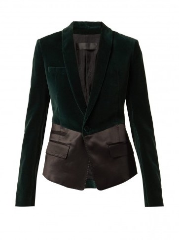 HAIDER ACKERMANN Nyssa single-breasted green velvet blazer ~ chic tailored jackets - flipped