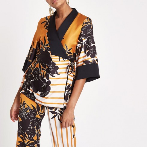 River Island Orange print kimono wrap top | oriental inspiration