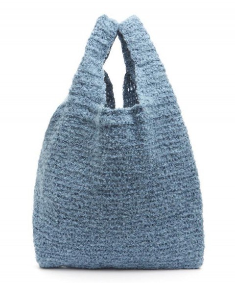 Orco Knitted Shopper Bag in Blue | wool mix bags - flipped
