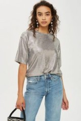 Topshop Oversized Foil T-Shirt | silver metallic tee