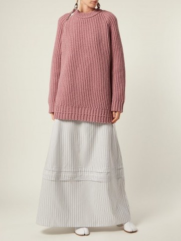 CALVIN KLEIN 205W39NYC Oversized dusty-pink zipped sweater ~ chunky knitwear - flipped