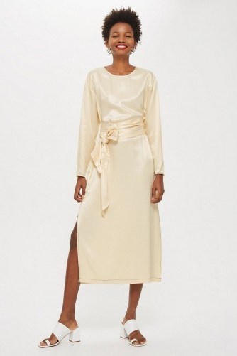 Topshop Ovoid Sleeve Midi Dress Champagne / luxe style - flipped