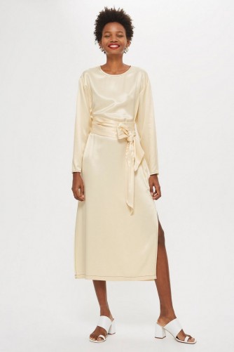 Topshop Ovoid Sleeve Midi Dress Champagne / luxe style