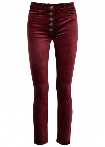 PAIGE Hoxton skinny burgundy velvet jeans | dark red skinnies - flipped