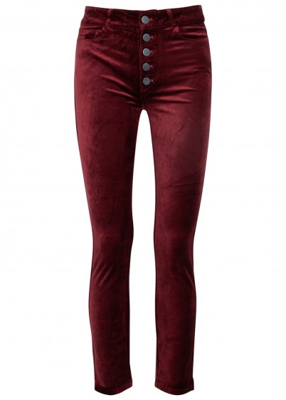PAIGE Hoxton skinny burgundy velvet jeans | dark red skinnies