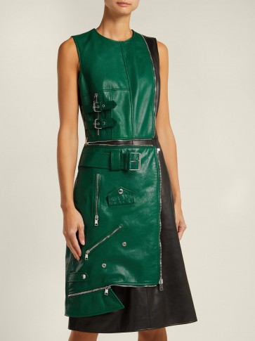 ALEXANDER MCQUEEN Panelled Green leather dress ~ contemporary clothing