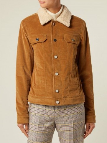 GABRIELA HEARST Pascoal camel-brown corduroy cashmere-shearling jacket – cord autumn jackets - flipped