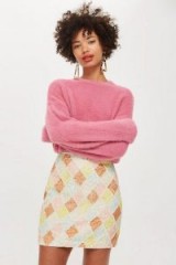 TOPSHOP Pastel Diamond Sequin Mini Skirt / pretty pastels