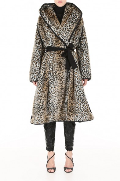 PHILOSOPHY DI LORENZO SERAFINI Leopard Printed Faux Fur Coat. WILD ANIMAL PRINTS
