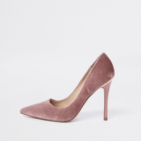 River Island Pink corduroy court shoes – textured courts