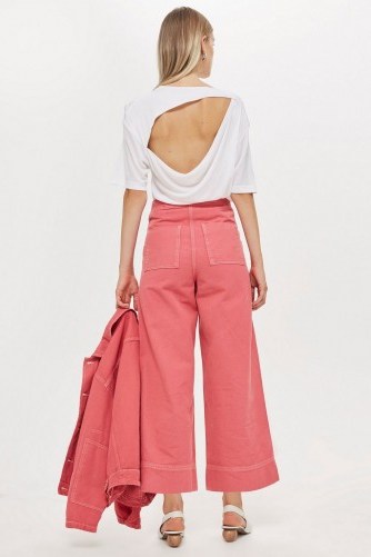 Topshop Pink Denim Culotte Jeans by Boutique - flipped