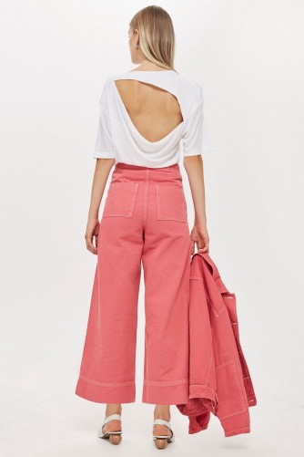 Topshop Pink Denim Culotte Jeans by Boutique