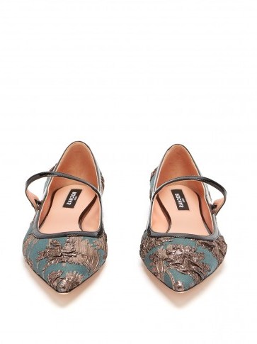 ROCHAS Pointed floral-cloqué flats | luxe pointy flat pumps - flipped