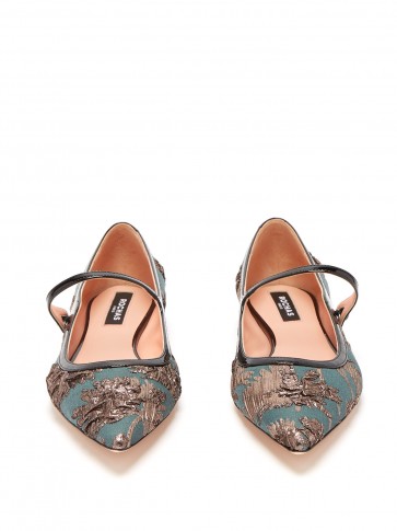 ROCHAS Pointed floral-cloqué flats | luxe pointy flat pumps