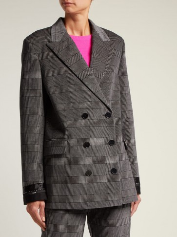 MSGM Grey Prince of Wales-checked brushed-velvet blazer ~ relaxed suit jackets