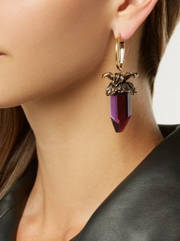 ALEXANDER MCQUEEN Purple Quartz-drop earrings ~ chunky crystal drops - flipped