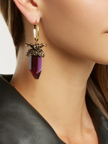ALEXANDER MCQUEEN Purple Quartz-drop earrings ~ chunky crystal drops
