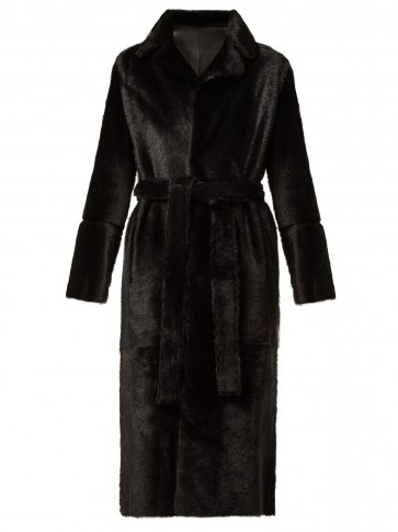 YVES SALOMON Reversible black shearling coat ~ luxe winter outerwear - flipped