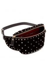 VALENTINO Rockstud Spike quilted black velvet and leather belt bag / studded designer fanny pack