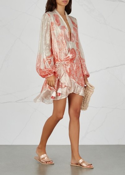 ROCOCO SAND Nida paisley-print lamé dress ~ luxe look clothing - flipped