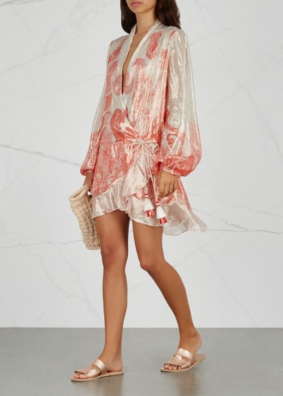 ROCOCO SAND Nida paisley-print lamé dress ~ luxe look clothing