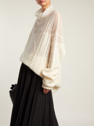 MAISON MARGIELA Roll-neck ivory mohair-blend sweater | semi sheer slouchy jumper