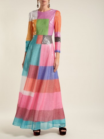 MARY KATRANTZOU Rosalba colour-block sequinned dress ~ milticoloured event gown