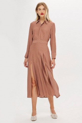 Topshop Rust Spot Print Shirt Dress | autumn colours - flipped