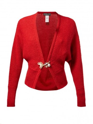 DOLCE & GABBANA Safety-pin red wool-blend cardigan ~ beautiful Italian knitwear - flipped