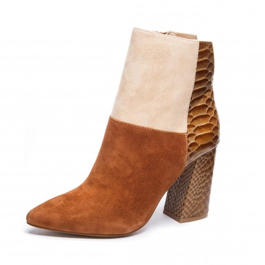 Chinese Laundry SANTORINI COLORBLOCK BOOTIE COGNAC – chunky brown-tone ankle boot - flipped