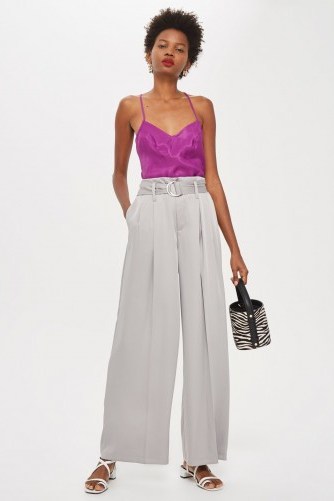 Topshop Grey Satin Culottes | slinky wide leg trousers - flipped