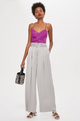 Topshop Grey Satin Culottes | slinky wide leg trousers