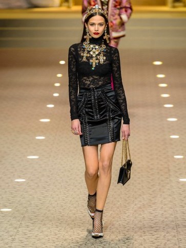 DOLCE & GABBANA Black Satin lace-up skirt ~ glamorous Italian clothing - flipped