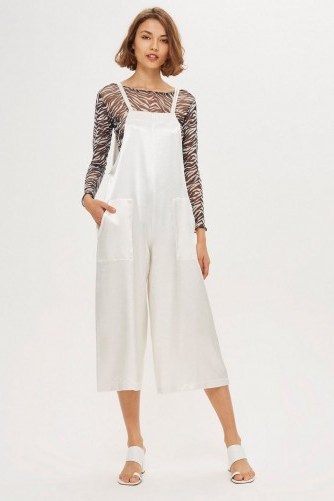 TOPSHOP Satin Strappy Jumpsuit in ivory / silky fabric - flipped