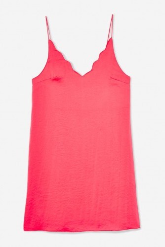 Topshop Pink Scallop Mini Slip Dress | strappy cami style frock - flipped