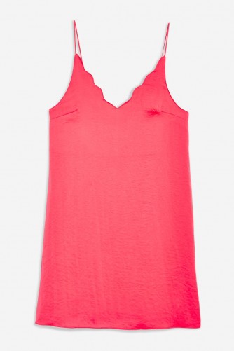 Topshop Pink Scallop Mini Slip Dress | strappy cami style frock