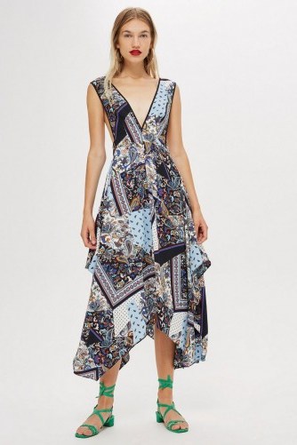 Topshop Scarf Print Pini Dress – asymmetric hem – handkerchief - flipped
