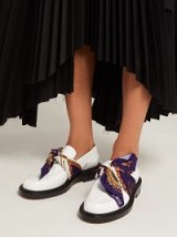 MAISON MARGIELA Scarf-tied white patent-leather loafers