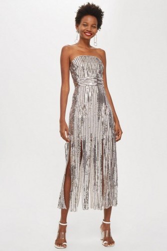 Topshop Sequin Fringe Bandeau Dress / luxe style strapless dress - flipped