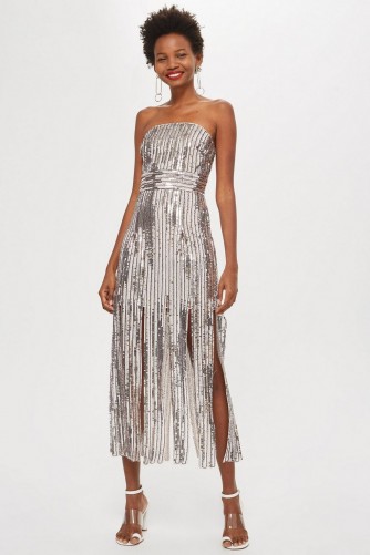 Topshop Sequin Fringe Bandeau Dress / luxe style strapless dress