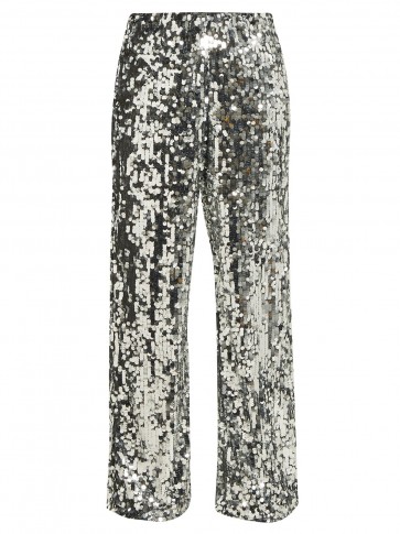 MM6 MAISON MARGIELA Silver Sequinned mesh wide-leg trousers