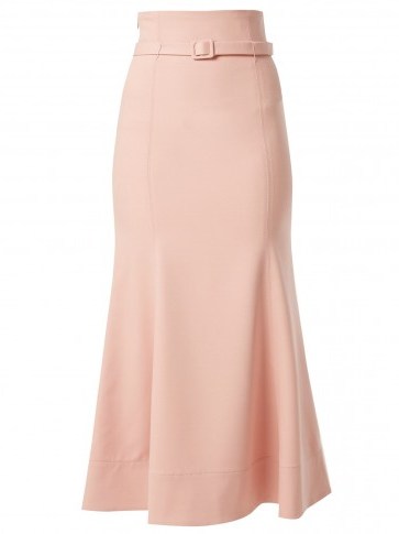 GABRIELA HEARST Severino pink wool crepe midi skirt ~ chic vintage look - flipped