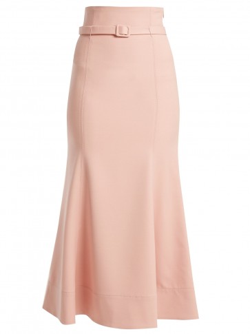 GABRIELA HEARST Severino pink wool crepe midi skirt ~ chic vintage look