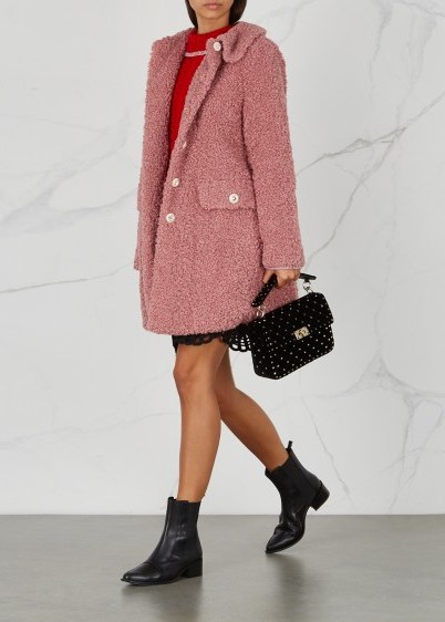 SHRIMPS Bridget pink faux-shearling coat | autumn luxe - flipped