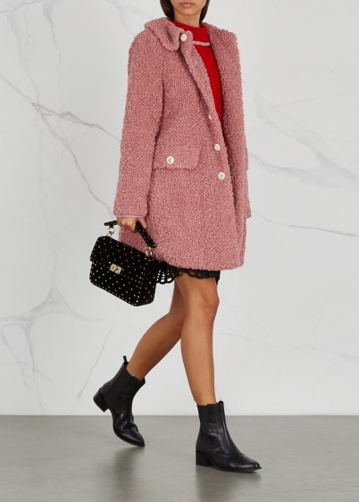 SHRIMPS Bridget pink faux-shearling coat | autumn luxe