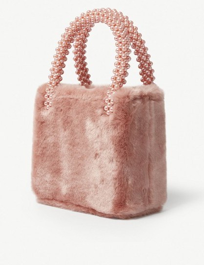 SHRIMPS Una dusty-pink faux-fur bag – small luxe handbag - flipped