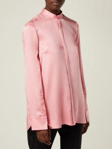 ALEXANDER MCQUEEN Pink Silk-satin long-sleeve blouse - flipped