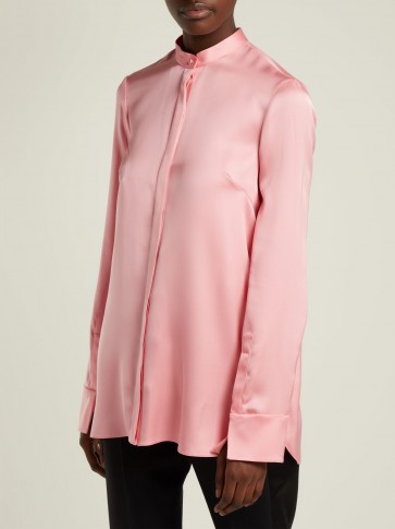 ALEXANDER MCQUEEN Pink Silk-satin long-sleeve blouse