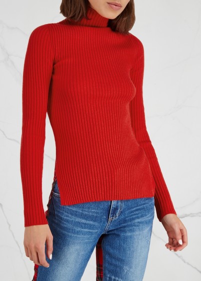 SJYP Red ribbed-knit jumper | essential autumn turtleneck